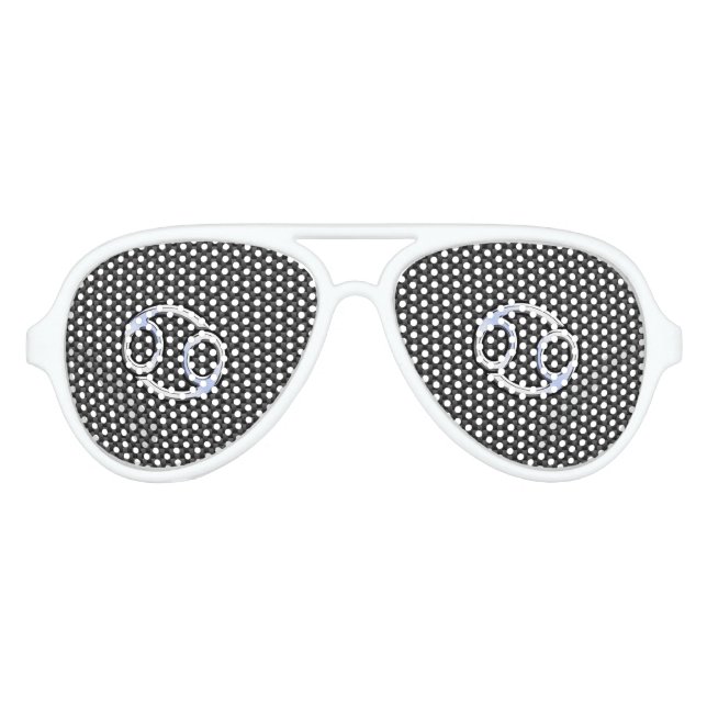 Cancer Zodiac Symbol Black Carbon Fiber Print Aviator Sunglasses (Front)