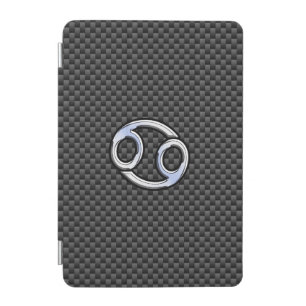 Cancer Zodiac Symbol Black Carbon Fiber Print iPad Mini Cover