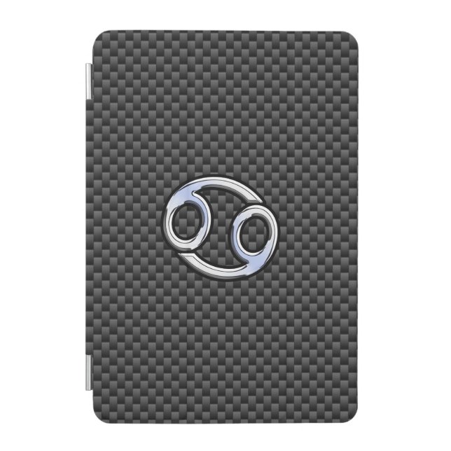 Cancer Zodiac Symbol Black Carbon Fiber Print iPad Mini Cover (Front)