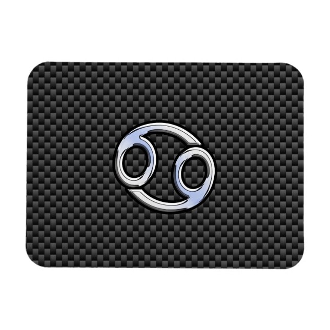 Cancer Zodiac Symbol Black Carbon Fiber Print Magnet (Horizontal)