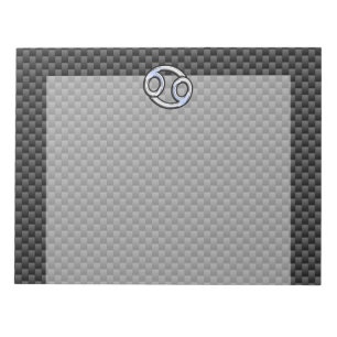 Cancer Zodiac Symbol Black Carbon Fiber Print Notepad