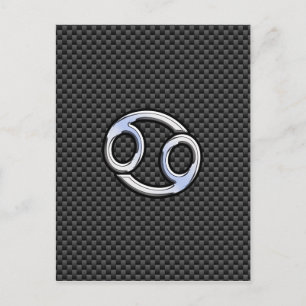 Cancer Zodiac Symbol Black Carbon Fiber Print Postcard