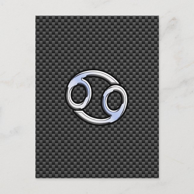 Cancer Zodiac Symbol Black Carbon Fiber Print Postcard (Front)