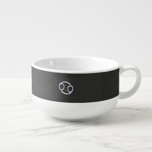 Cancer Zodiac Symbol Black Carbon Fiber Print Soup Mug