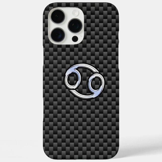 Cancer Zodiac Symbol Charcoal Carbon Fiber Case-Mate iPhone Case (Back)