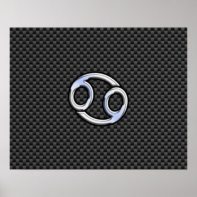 Cancer Zodiac Symbol Charcoal Carbon Fiber Print (Front)