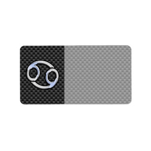 Cancer Zodiac Symbol Charcoal Carbon Fiber Print Label