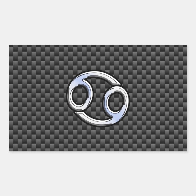 Cancer Zodiac Symbol Charcoal Carbon Fiber Print Rectangular Sticker (Front)