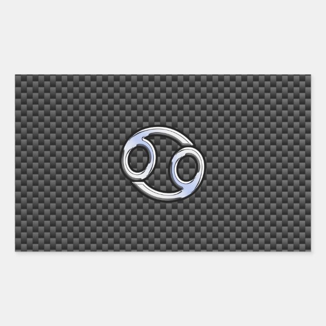 Cancer Zodiac Symbol Charcoal Carbon Fiber Print Rectangular Sticker (Front)