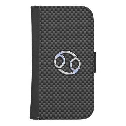 Cancer Zodiac Symbol Charcoal Carbon Fiber Print Wallet Phone Case For Samsung Galaxy S4