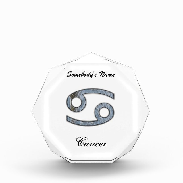 Cancer Zodiac Symbol Element by Kenneth Yoncich Acrylic Award (Front)
