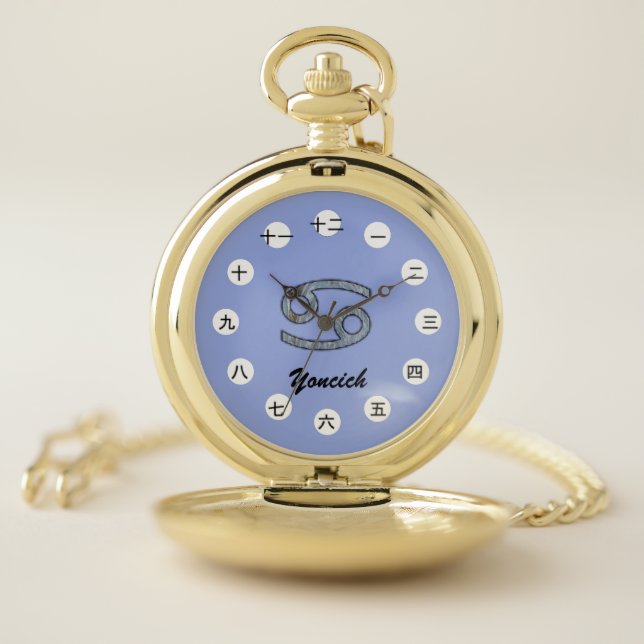 Cancer Zodiac Symbol Element(CHN/JPf)by K Yoncich Pocket Watch (Inside)