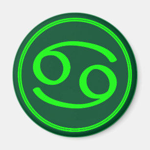 Cancer Zodiac Symbol Green Contrast Magnet