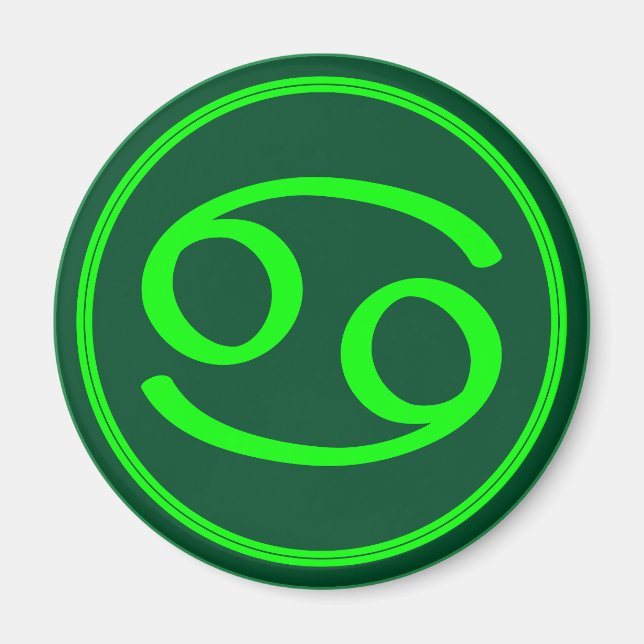 Cancer Zodiac Symbol Green Contrast Magnet (Front)