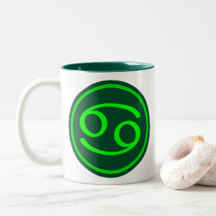 Cancer Zodiac Symbol Green Contrast Two-Tone Coffee Mug