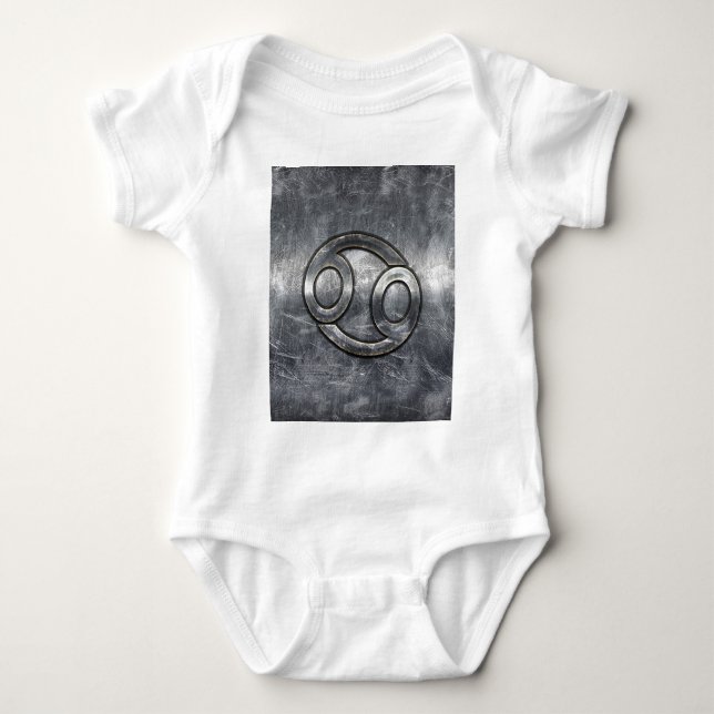 Cancer Zodiac Symbol in Distressed Decor Baby Bodysuit (Front)