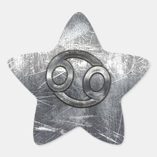 Cancer Zodiac Symbol in Distressed Decor Star Sticker