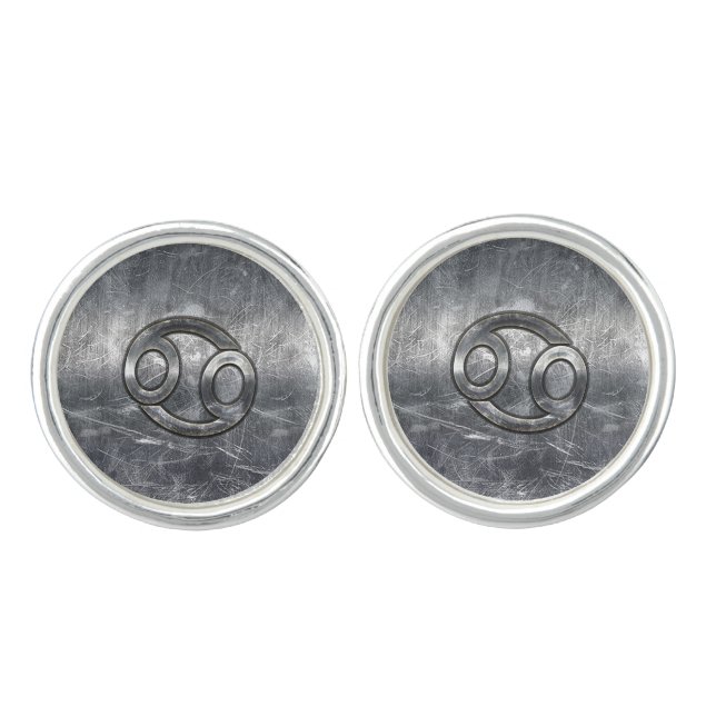 Cancer Zodiac Symbol in Industrial Style Cufflinks (Front)