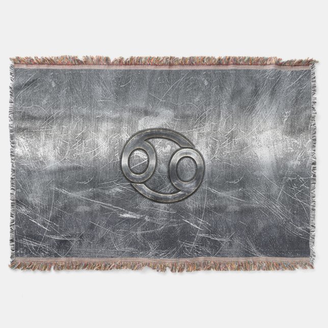 Cancer Zodiac Symbol in Industrial Style Throw Blanket (Front)