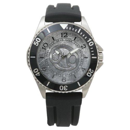 Cancer Zodiac Symbol Industrial Style Dial Watch