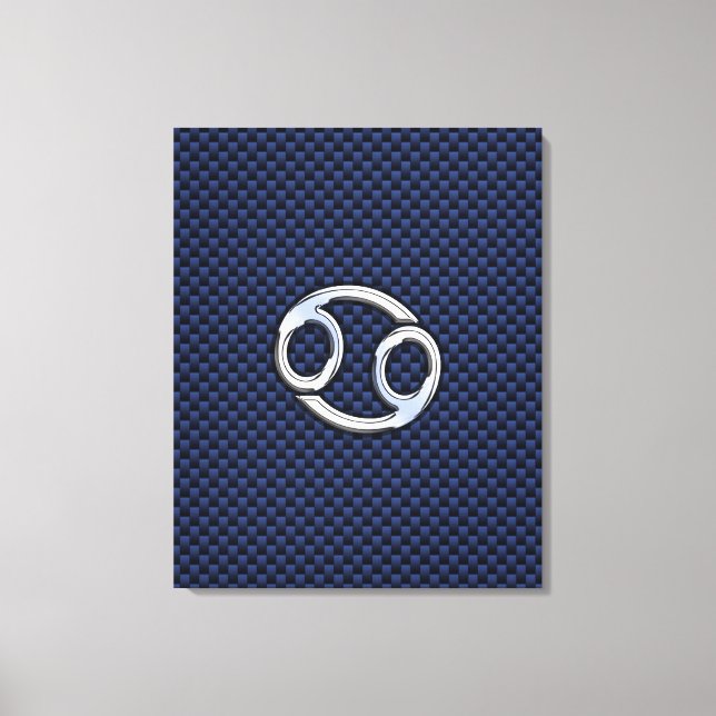 Cancer Zodiac Symbol Navy Blue Carbon Fiber Print (Front)