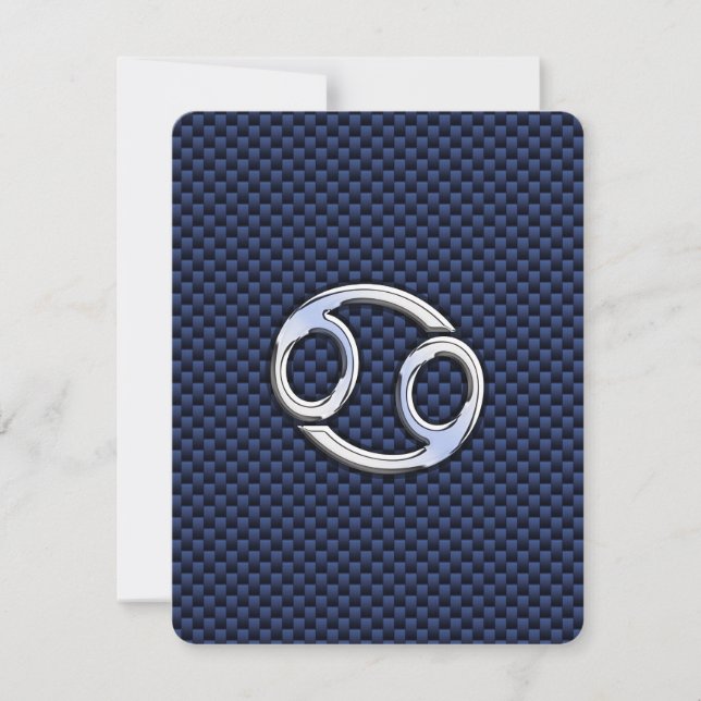 Cancer Zodiac Symbol Navy Blue Carbon Fiber Print (Front)