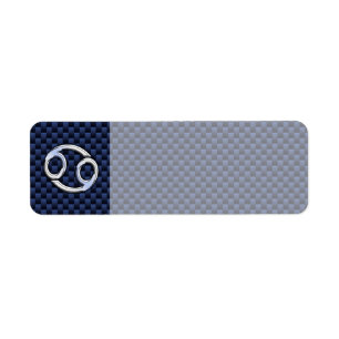Cancer Zodiac Symbol Navy Blue Carbon Fiber Print Label