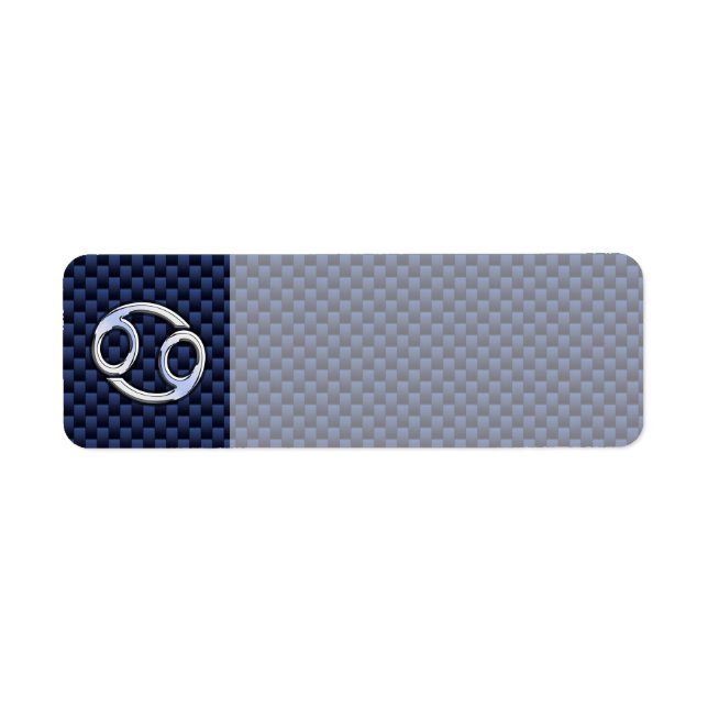 Cancer Zodiac Symbol Navy Blue Carbon Fiber Print Label (Front)
