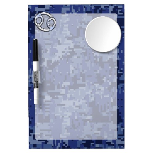 Cancer Zodiac Symbol Navy Blue Digital Camouflage Dry Erase Board With Mirror