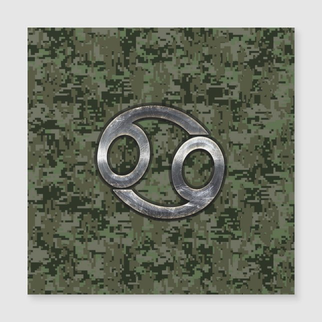 Cancer Zodiac Symbol on Green Digital Camo (Front)