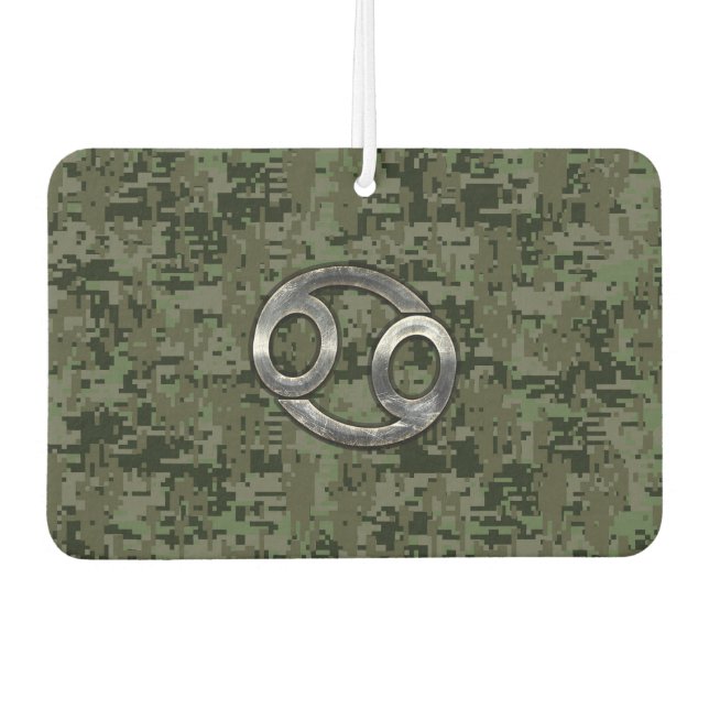 Cancer Zodiac Symbol on Green Digital Camo Air Freshener (Front)