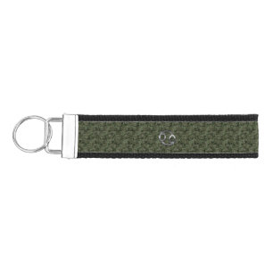 Cancer Zodiac Symbol on Green Digital Camo Wrist Keychain