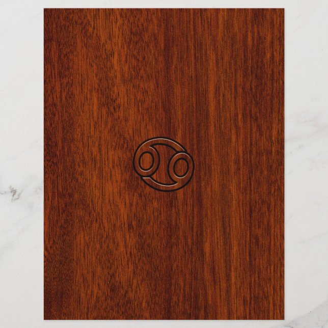 Cancer Zodiac Symbol on Mahogany Style Decor (Front)