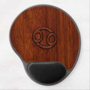 Cancer Zodiac Symbol on Mahogany Style Decor Gel Mouse Pad