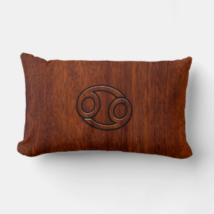 Cancer Zodiac Symbol on Mahogany Style Decor Lumbar Pillow