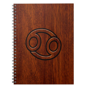 Cancer Zodiac Symbol on Mahogany Style Decor Notebook