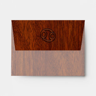 Cancer Zodiac Symbol on Mahogany Style Envelope