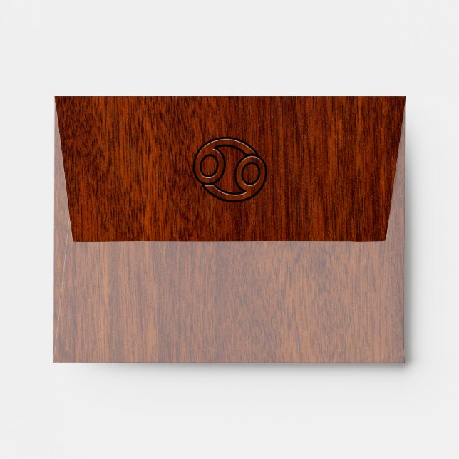 Cancer Zodiac Symbol on Mahogany Style Envelope (Back (Top Flap))