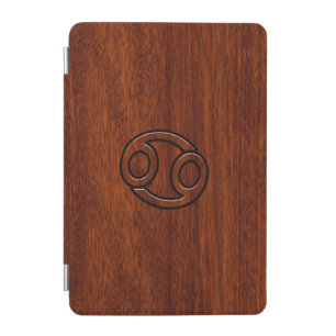Cancer Zodiac Symbol on Mahogany Style iPad Mini Cover