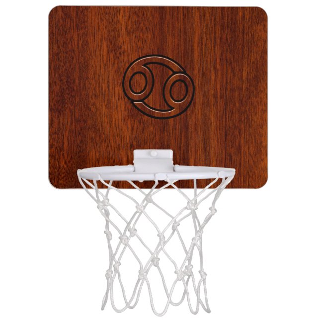 Cancer Zodiac Symbol on Mahogany Style Mini Basketball Hoop (Front)
