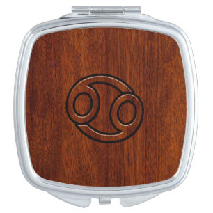 Cancer Zodiac Symbol on Mahogany Style Mirror For Makeup