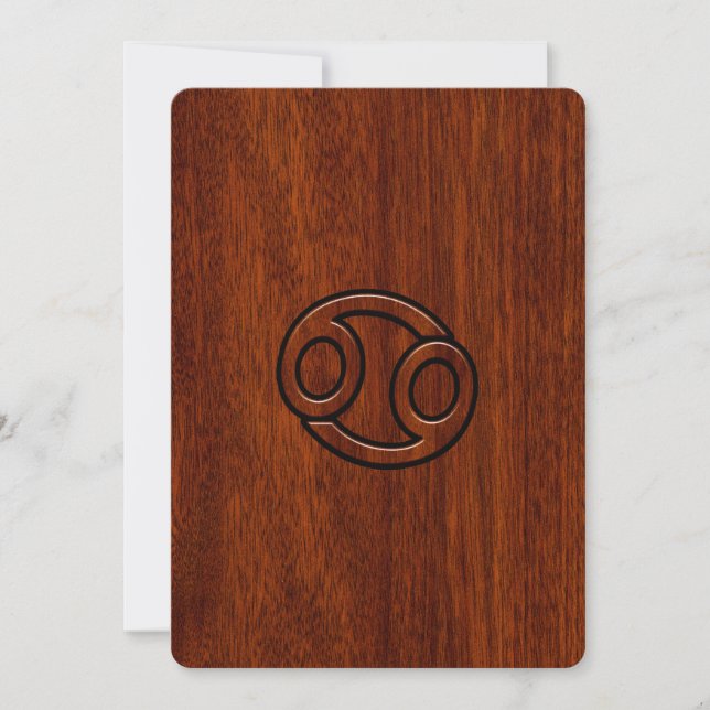Cancer Zodiac Symbol on Mahogany Wood Style (Front)