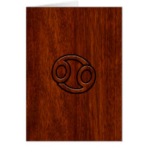 Cancer Zodiac Symbol on Mahogany Wood Style