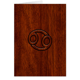 Cancer Zodiac Symbol on Mahogany Wood Style