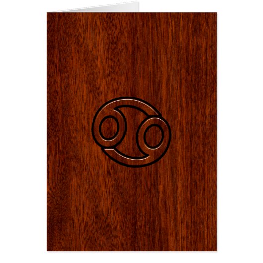Cancer Zodiac Symbol on Mahogany Wood Style (Front)