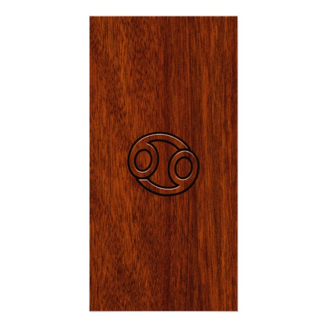 Cancer Zodiac Symbol on Mahogany Wood Style Card (Front)