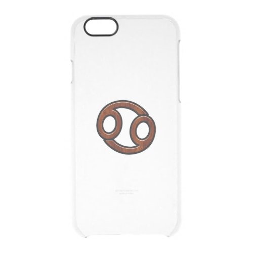 Cancer Zodiac Symbol on Mahogany Wood Style Clear iPhone 66S Case