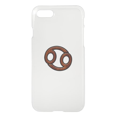 Cancer Zodiac Symbol on Mahogany Wood Style iPhone SE87 Case