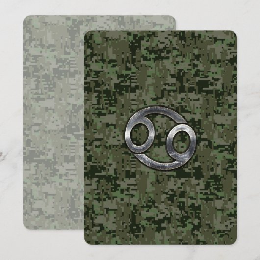 Cancer Zodiac Symbol on Woodland Digital Camo (Front/Back)