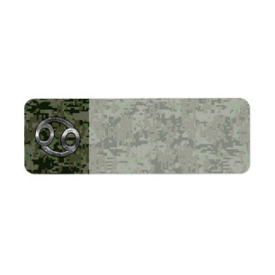 Cancer Zodiac Symbol on Woodland Digital Camo Label